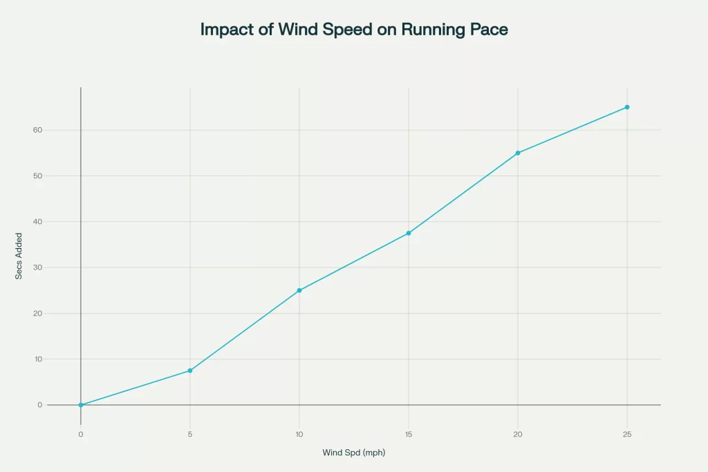 impact of wind speed on running pace